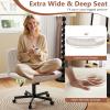 Giantex Criss Cross Chair with Wheels, Armless Cross Legged Office Chair, Fabric Adjustable Swivel Ergonomic Desk Seat, Modern Wide Makeup Task Vanity Chair for Home, Gray(Beige)