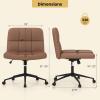 Giantex Criss Cross Chair with Wheels, PU Leather Cross Legged Office Chair, Height-Adjustable Swivel Vanity Chair with U-Shaped Seat, Armless Wide Desk Chair for Home, Office, Make Up, Brown