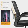 Giantex Ergonomic Drafting Chair Tall Office Chair with Flip-Up Armrests Footrest Ring Height Adjustable Executive Task Chair Mesh Computer Standing Desk Chair Lumbar Support for Home Office (Pink)(Black)