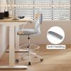 Giantex Ergonomic Drafting Chair Tall Office Chair with Flip-Up Armrests Footrest Ring Height Adjustable Executive Task Chair Mesh Computer Standing Desk Chair Lumbar Support for Home Office (Pink)(Grey)