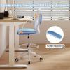 Giantex Ergonomic Drafting Chair Tall Office Chair with Flip-Up Armrests Footrest Ring Height Adjustable Executive Task Chair Mesh Computer Standing Desk Chair Lumbar Support for Home Office (Pink)(Blue)