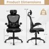 Giantex Ergonomic Mesh Office Chair, Home Office Desk Chair with Adjustable Headrest and Lumbar Support, Flip Up Armrests, Height Adjustable Executive Swivel Task Chair for Home Office, Study, Black