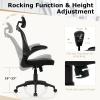 Giantex Ergonomic Mesh Office Chair, Home Office Desk Chair with Adjustable Headrest and Lumbar Support, Flip Up Armrests, Height Adjustable Executive Swivel Task Chair for Home Office, Study, Black
