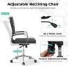 Giantex Ergonomic Office Chair, Mid Back Fabric Desk Chair with Armrest, Rocking Backrest, Lumbar Support & Padded Seat, Swivel Computer Chair with Adjustable Height for Home Office, Grey(1)