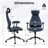 Giantex Ergonomic Office Chair, Mid Century Modern Fabric Computer Desk Chair with 2D Headrest, Rocking Backrest & Wheels, Vintage High Back Rolling Chair for Executive, Blue(Blue)