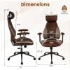 Giantex Ergonomic Office Chair, Mid Century Modern Fabric Computer Desk Chair with 2D Headrest, Rocking Backrest & Wheels, Vintage High Back Rolling Chair for Executive, Blue(Brown)
