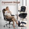 Giantex Executive Office Chair, Leather Ergonomic Computer Desk Chair w/Rocking Function, Padded Seat & Arms, Height Adjustable Gaming Chairs, High Back Rolling Swivel Chair for Home Office (Black)(Espresso)