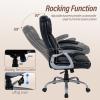 Giantex Executive Office Chair, Leather Ergonomic Computer Desk Chair w/Rocking Function, Padded Seat & Arms, Height Adjustable Gaming Chairs, High Back Rolling Swivel Chair for Home Office (Black)(Black)