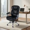 Giantex Executive Office Chair, Leather Ergonomic Computer Desk Chair w/Rocking Function, Padded Seat & Arms, Height Adjustable Gaming Chairs, High Back Rolling Swivel Chair for Home Office (Black)(Black)