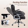 Giantex Executive Office Chair, Leather Ergonomic Computer Desk Chair w/Rocking Function, Padded Seat & Arms, Height Adjustable Gaming Chairs, High Back Rolling Swivel Chair for Home Office (Black)(Espresso)