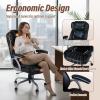 Giantex Executive Office Chair, Leather Ergonomic Computer Desk Chair w/Rocking Function, Padded Seat & Arms, Height Adjustable Gaming Chairs, High Back Rolling Swivel Chair for Home Office (Black)(Black)