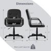Giantex Leather Office Chair, PU Ergonomic Desk Chair with Mid Back & Curved Armrests, Height Adjustable & Rolling Computer Chair with Wheels for Gaming, Working, Black
