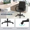 Giantex Leather Office Chair, PU Ergonomic Desk Chair with Mid Back & Curved Armrests, Height Adjustable & Rolling Computer Chair with Wheels for Gaming, Working, Black