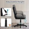 Giantex Leather Office Chair, PU Ergonomic Desk Chair with Mid Back & Curved Armrests, Height Adjustable & Rolling Computer Chair with Wheels for Gaming, Working, Black