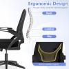 Giantex Mesh Office Chair, Ergonomic Desk Chair with Flip-up Arms & Lumbar Support, Height Adjustable Swivel Computer Desk with High Back for Home Office (Black)(Black)