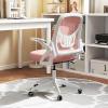 Giantex Mesh Office Chair, Ergonomic Desk Chair with Flip-up Arms & Lumbar Support, Height Adjustable Swivel Computer Desk with High Back for Home Office (Black)(Pink)