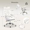 Giantex Office Desk Chair, Big and Tall Executive Office Chair with Foot Rest and Lumbar Support, High Back Leather Swivel Computer Task Chair, Large Ergonomic Reclining Home Office Chair, White(White)