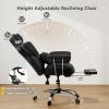 Giantex Office Desk Chair, Big and Tall Executive Office Chair with Foot Rest and Lumbar Support, High Back Leather Swivel Computer Task Chair, Large Ergonomic Reclining Home Office Chair, White(Black)