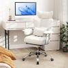 Giantex Office Desk Chair, Big and Tall Executive Office Chair with Foot Rest and Lumbar Support, High Back Leather Swivel Computer Task Chair, Large Ergonomic Reclining Home Office Chair, White(White)