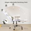 Giantex Office Desk Chair, Big and Tall Executive Office Chair with Foot Rest and Lumbar Support, High Back Leather Swivel Computer Task Chair, Large Ergonomic Reclining Home Office Chair, White(White)