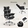 Giantex Office Desk Chair, Big and Tall Executive Office Chair with Foot Rest and Lumbar Support, High Back Leather Swivel Computer Task Chair, Large Ergonomic Reclining Home Office Chair, White(Black)