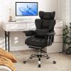 Giantex Office Desk Chair, Big and Tall Executive Office Chair with Foot Rest and Lumbar Support, High Back Leather Swivel Computer Task Chair, Large Ergonomic Reclining Home Office Chair, White(Black)