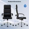 Giantex Ribbed Office Chair, High Back Ergonomic Desk Chair with Wheels & Rocking Function, Swivel Leather Desk Chair w/Arms & Removable Lumbar Support & Seat Cushions, Modern Executive Chair, Black
