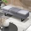 Giantex Waiting Room Bench, Faux Leather Office Guest Chair with 3 Seats, 660 Lbs Capacity, Metal Frame, Reception Chair, Upholstered Bench for Lobby, Conference Room, Entryway, Dining Room (Black)(Grey)
