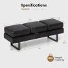Giantex Waiting Room Bench, Faux Leather Office Guest Chair with 3 Seats, 660 Lbs Capacity, Metal Frame, Reception Chair, Upholstered Bench for Lobby, Conference Room, Entryway, Dining Room (Black)(Black)
