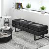 Giantex Waiting Room Bench, Faux Leather Office Guest Chair with 3 Seats, 660 Lbs Capacity, Metal Frame, Reception Chair, Upholstered Bench for Lobby, Conference Room, Entryway, Dining Room (Black)(Black)