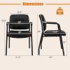 Giantex Waiting Room Chair Set of 2 – Upholstered Reception Chairs with Mixed PU Leather, Integrated Armrests, Conference Chair, Office Guest Chairs No Wheels for Meeting Room, Lobby Chairs (1, Black)(Black)
