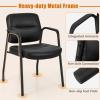 Giantex Waiting Room Chair Set of 2 – Upholstered Reception Chairs with Mixed PU Leather, Integrated Armrests, Conference Chair, Office Guest Chairs No Wheels for Meeting Room, Lobby Chairs (1, Black)(Black)