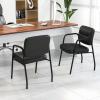 Giantex Waiting Room Chair Set of 2 – Upholstered Reception Chairs with Mixed PU Leather, Integrated Armrests, Conference Chair, Office Guest Chairs No Wheels for Meeting Room, Lobby Chairs (1, Black)(Black)
