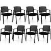 Giantex 2-Pack Reception Room Chair Set with Mesh Back, Metal Frame & Padded Seat, Armrests, No Wheels, Stacking Guest Chairs for Office, Waiting Room, Lobby, Meeting, Black(8)