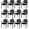 Giantex 2-Pack Reception Room Chair Set with Mesh Back, Metal Frame & Padded Seat, Armrests, No Wheels, Stacking Guest Chairs for Office, Waiting Room, Lobby, Meeting, Black(12)