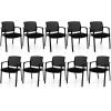 Giantex 2-Pack Reception Room Chair Set with Mesh Back, Metal Frame & Padded Seat, Armrests, No Wheels, Stacking Guest Chairs for Office, Waiting Room, Lobby, Meeting, Black(10)