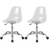 Giantex Acrylic Clear Desk Chair with PU Leather Cushion, Modern Small Home Office Chair with Wheels, Armless Swivel Rolling Vanity Chair for Office, Make up, Small Spaces Bedroom(2)