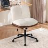 Giantex Armless Office Chair with Wheels, PU Leather Criss Cross Chair with Wide Seat, Rocking Backrest & Thick Padded Cushion, Adjustable Swivel Comfy Vanity Chair for Small Spaces, Bedroom, White