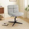 Giantex Criss Cross Chair, Armless Cross Legged Office Chair, Faux Fur Adjustable Swivel Ergonomic Desk Seat No Wheels, Modern Wide Makeup Task Vanity Chair for Home, Light Gray(Light Gray)