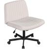 Giantex Criss Cross Chair with Wheels, Armless Cross Legged Office Chair, Fabric Adjustable Swivel Ergonomic Desk Seat, Modern Wide Makeup Task Vanity Chair for Home, Gray(Beige)