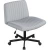Giantex Criss Cross Chair with Wheels, Armless Cross Legged Office Chair, Fabric Adjustable Swivel Ergonomic Desk Seat, Modern Wide Makeup Task Vanity Chair for Home, Gray(Grey)