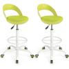 Giantex Drafting Chair with Back, Tall Office Chair with Footrest & Adjustable Height, Ergonomic Standing Desk Chair for Counter Height Desk, Home Kitchen, Green(2)