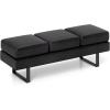 Giantex Waiting Room Bench, Faux Leather Office Guest Chair with 3 Seats, 660 Lbs Capacity, Metal Frame, Reception Chair, Upholstered Bench for Lobby, Conference Room, Entryway, Dining Room (Black)(Black)