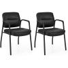 Giantex Waiting Room Chair Set of 2 – Upholstered Reception Chairs with Mixed PU Leather, Integrated Armrests, Conference Chair, Office Guest Chairs No Wheels for Meeting Room, Lobby Chairs (1, Black)(Black)