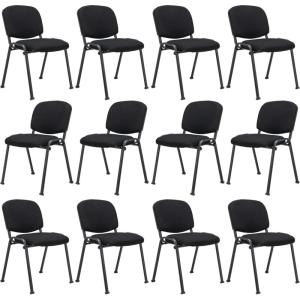 Giantex 5-Pack Conference Chair Set – Stackable Guest Chair with Metal Frame, Padded Cushion, Stacking Reception Chair, Lobby Chairs Set of 5, Stackable Chairs, Office Waiting Room Chair, Black(12)