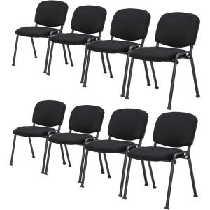 Giantex 5-Pack Conference Chair Set – Stackable Guest Chair with Metal Frame, Padded Cushion, Stacking Reception Chair, Lobby Chairs Set of 5, Stackable Chairs, Office Waiting Room Chair, Black(8)