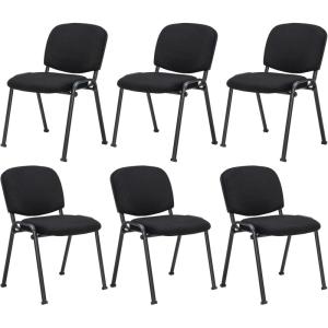 Giantex 5-Pack Conference Chair Set – Stackable Guest Chair with Metal Frame, Padded Cushion, Stacking Reception Chair, Lobby Chairs Set of 5, Stackable Chairs, Office Waiting Room Chair, Black(6)