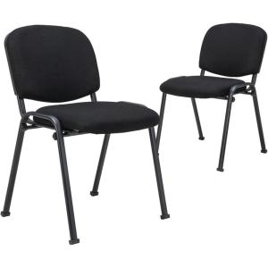 Giantex 5-Pack Conference Chair Set – Stackable Guest Chair with Metal Frame, Padded Cushion, Stacking Reception Chair, Lobby Chairs Set of 5, Stackable Chairs, Office Waiting Room Chair, Black(2)