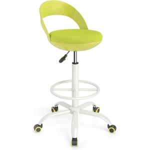Giantex Drafting Chair with Back, Tall Office Chair with Footrest & Adjustable Height, Ergonomic Standing Desk Chair for Counter Height Desk, Home Kitchen, Green(1)