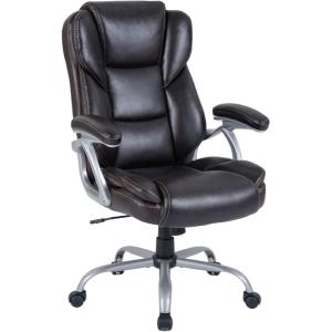 Giantex Executive Office Chair, Leather Ergonomic Computer Desk Chair w/Rocking Function, Padded Seat & Arms, Height Adjustable Gaming Chairs, High Back Rolling Swivel Chair for Home Office (Black)(Espresso)